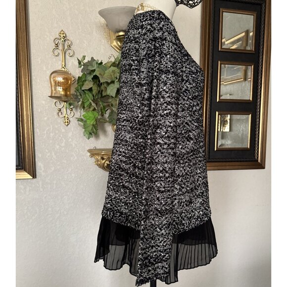 Alfani Sequins Ruffle Sweater Sheer Ruffle Bottom Long Sleeve Formal Night Sz M - Picture 4 of 16